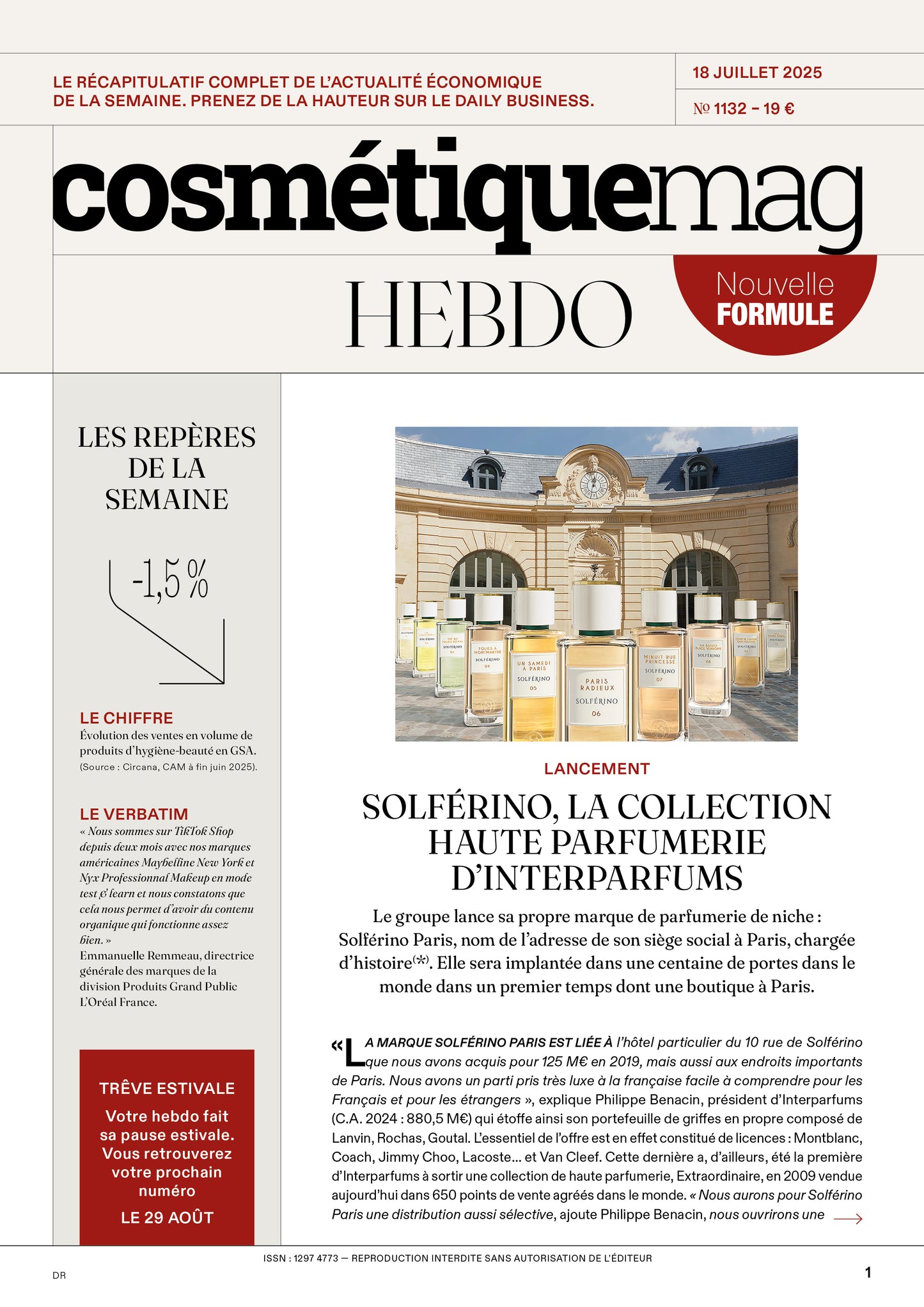 Cosmétiquemag Hebdo 1132 - 18/07/2025