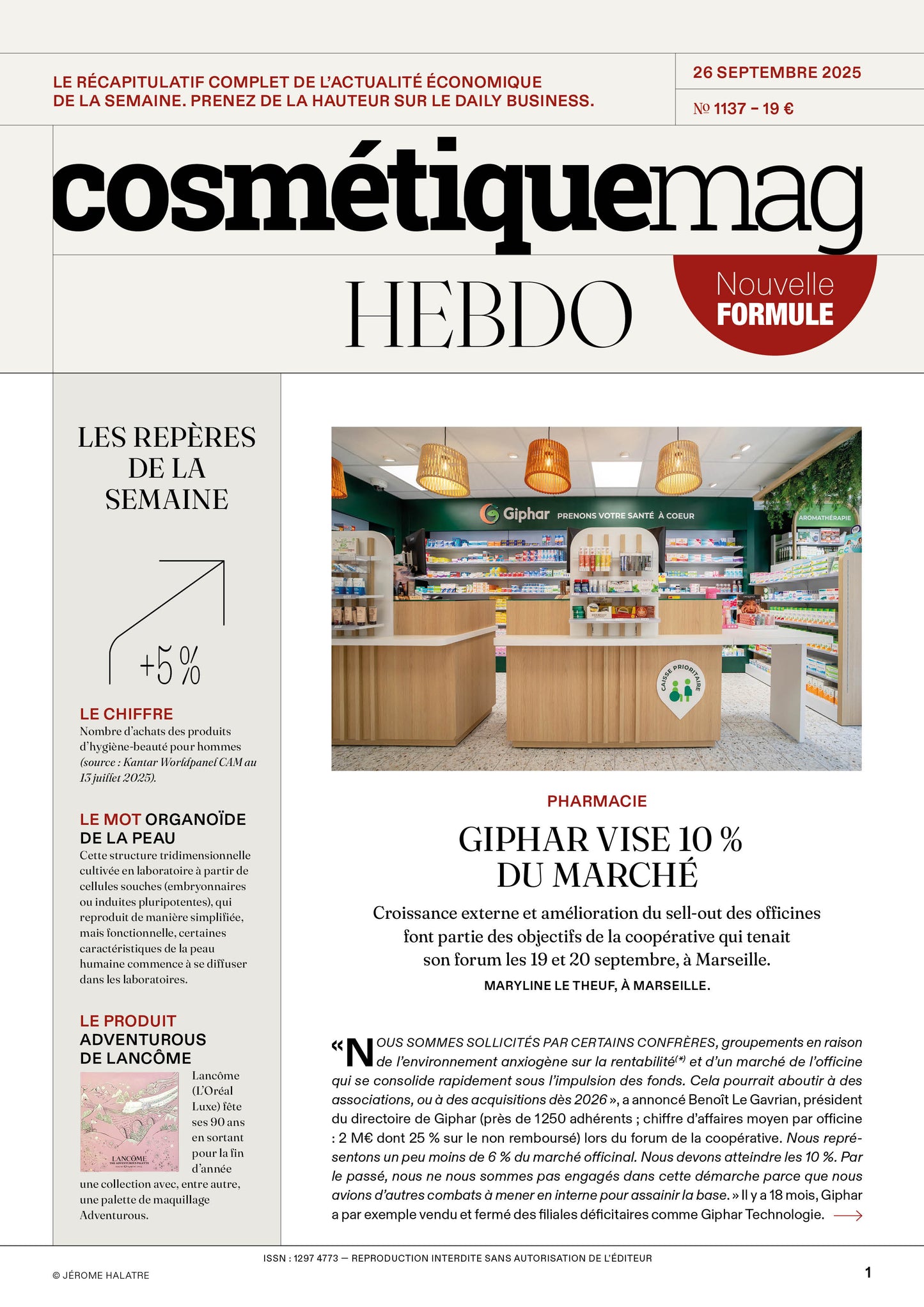 Cosmétiquemag Hebdo 1137 - 26/09/2025