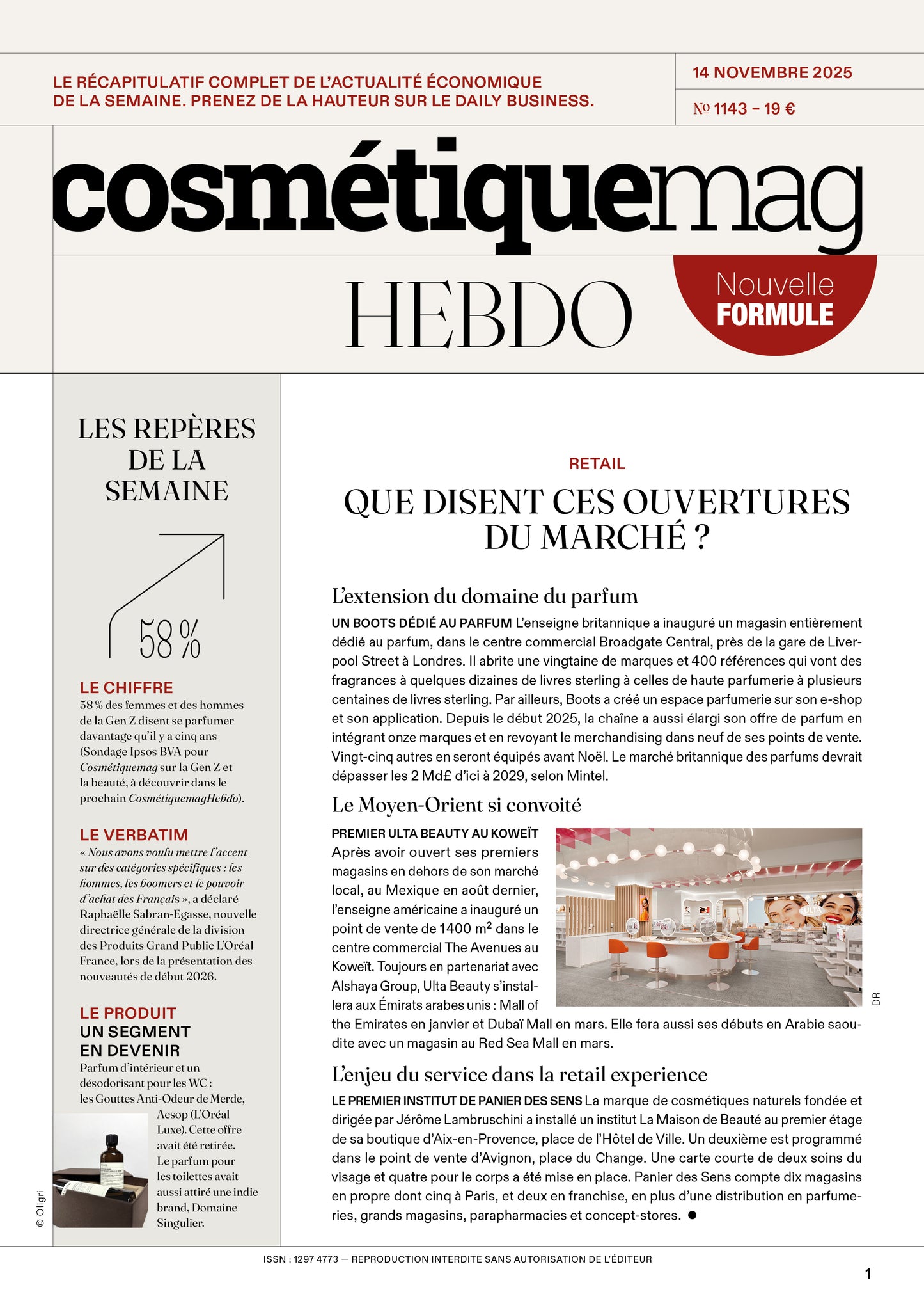 Cosmétiquemag Hebdo 1143 - 14/11/2025