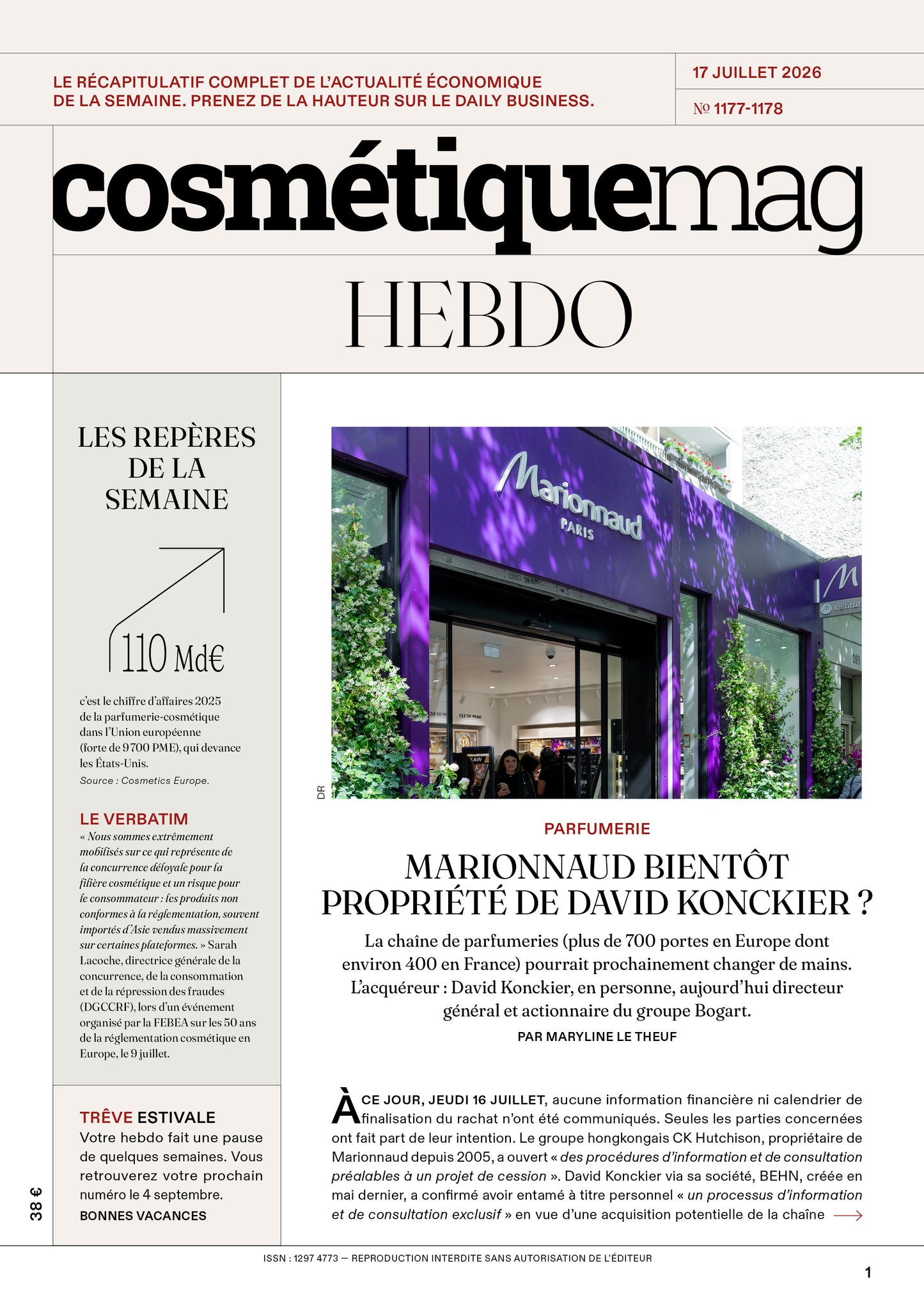 Cosmétiquemag Hebdo 1177/1178 - 17/07/2026