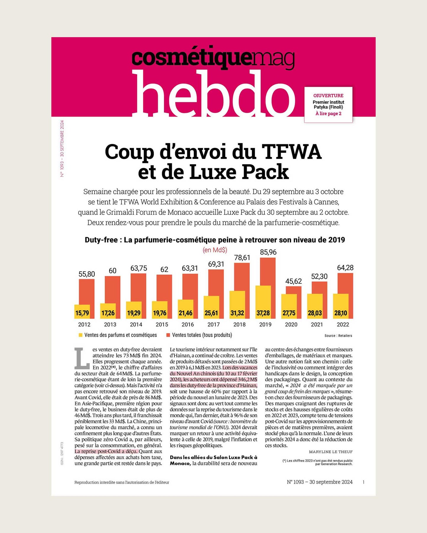 L'hebdo de Cosmétiquemag 1093 - 30/09/2024