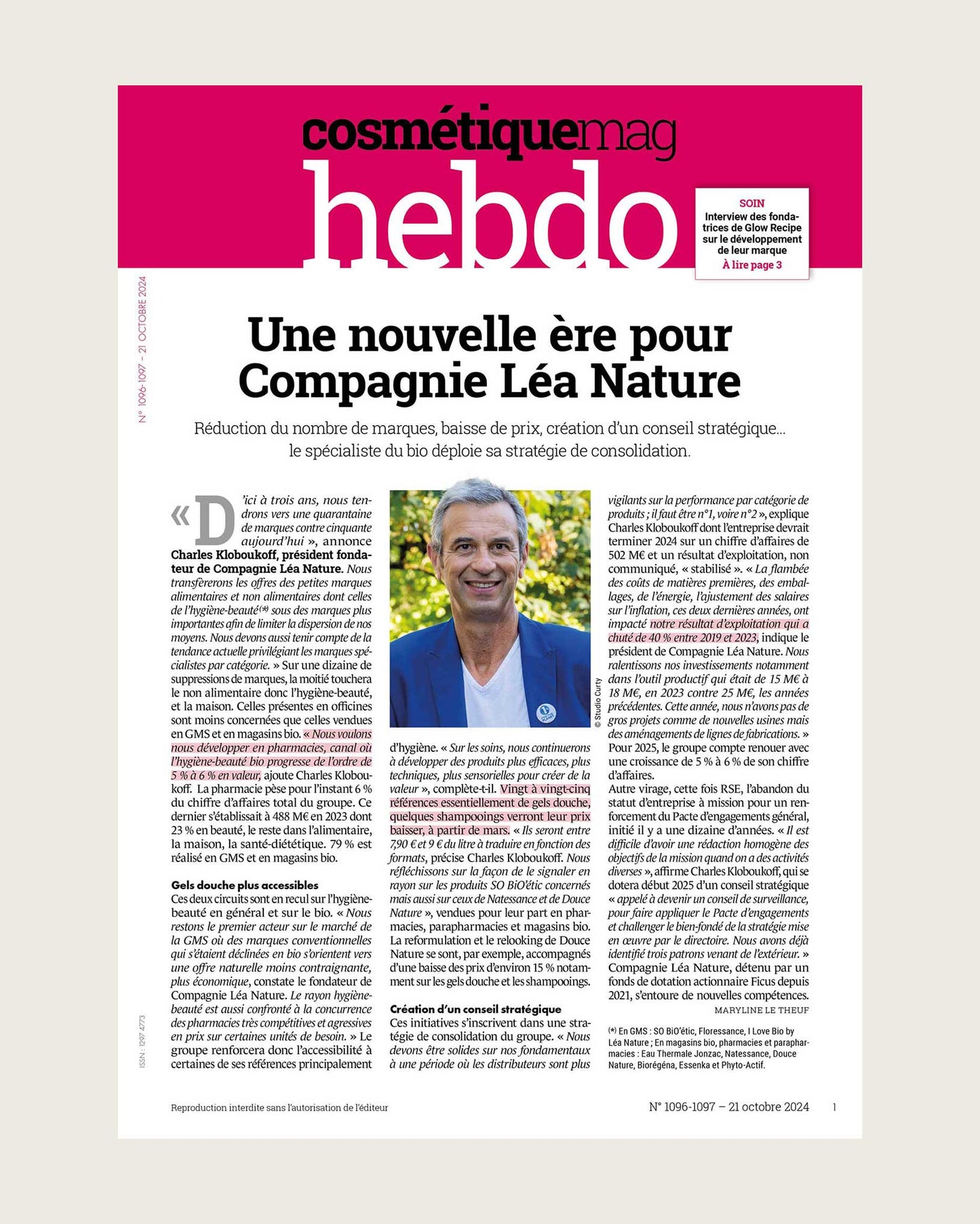 L'hebdo de Cosmétiquemag 1096/1097 - 14/10/2024