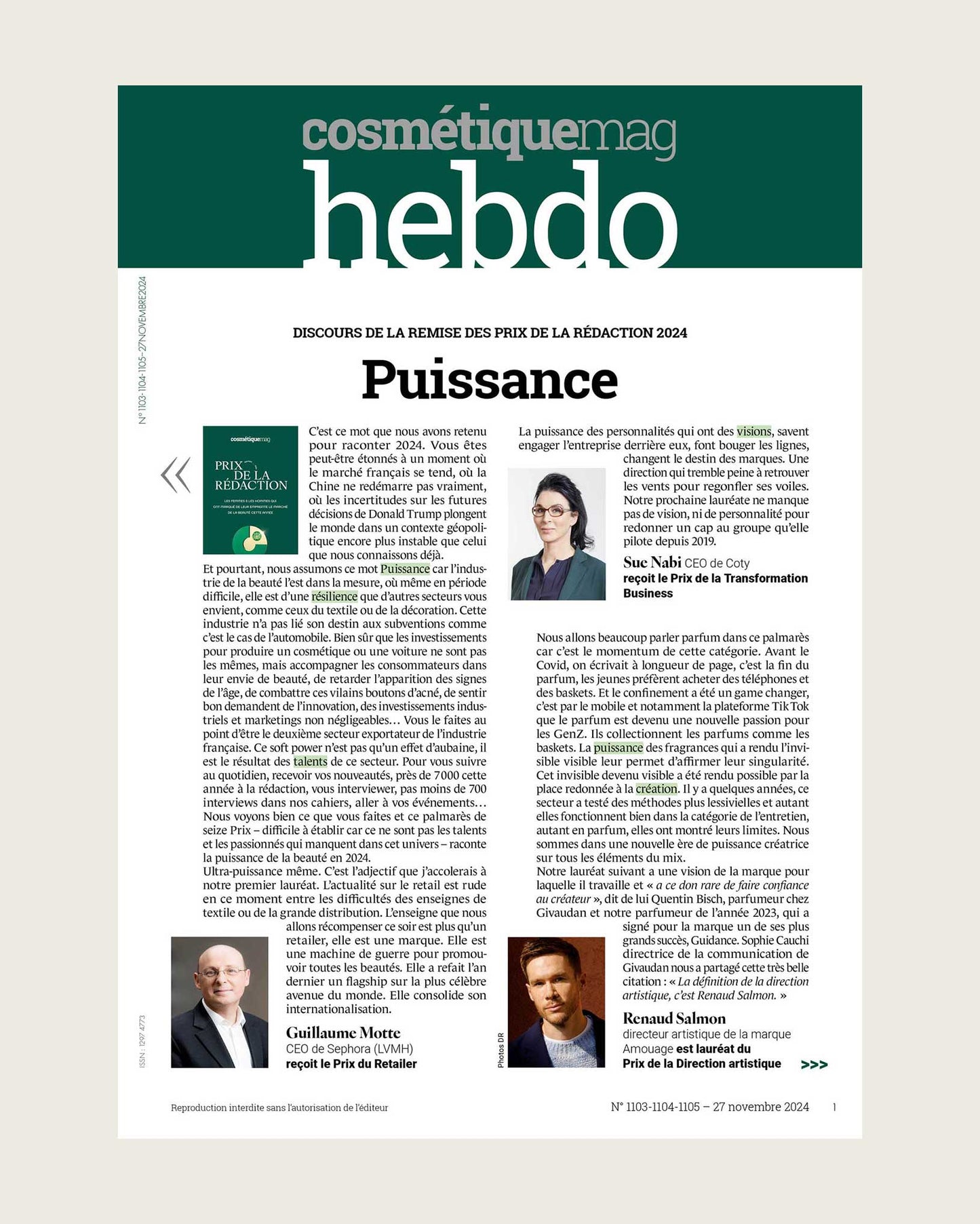 L'hebdo de Cosmétiquemag 1103-1104-1105 - 27/11/2024