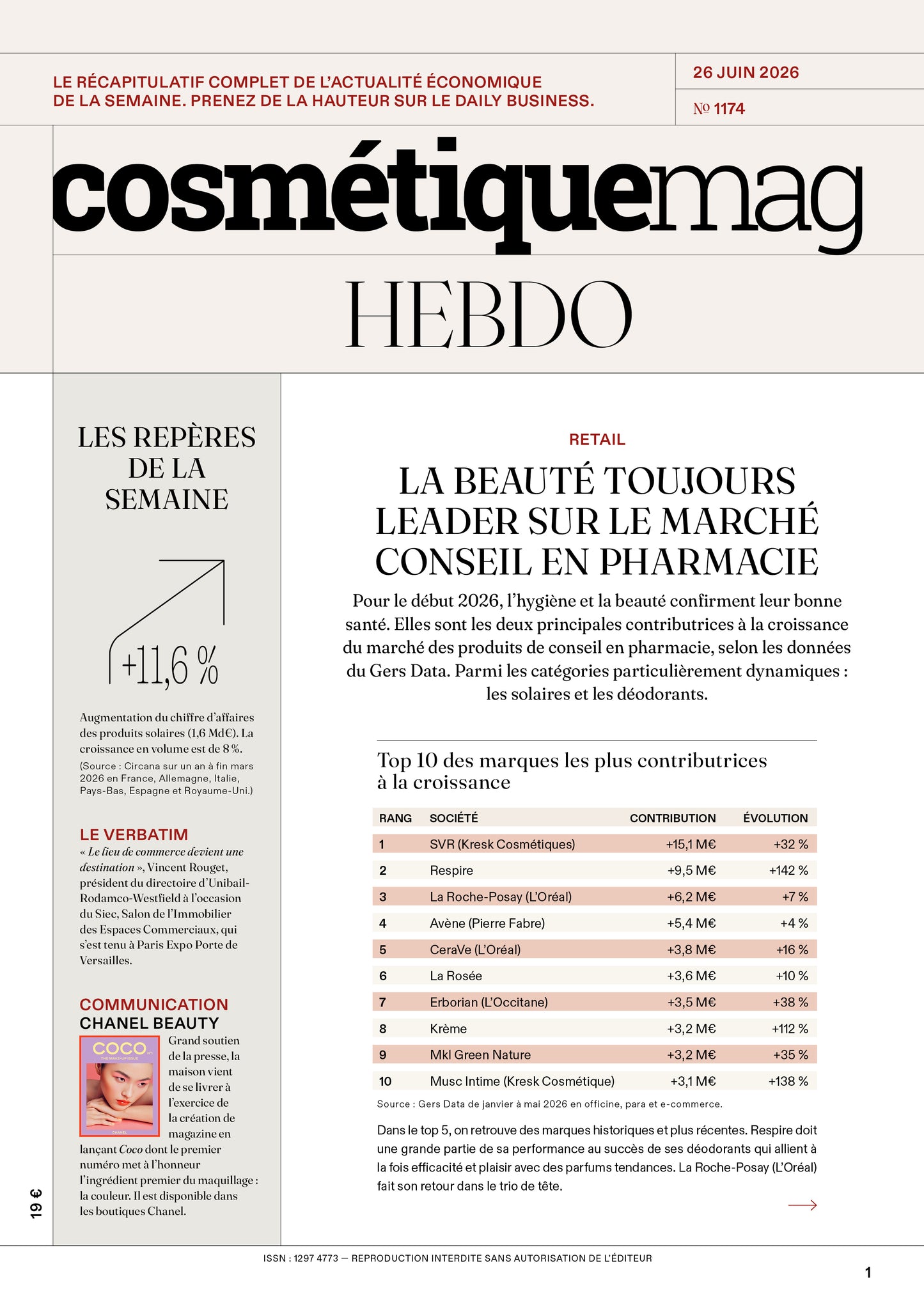 Cosmétiquemag Hebdo 1174 - 26/06/2026