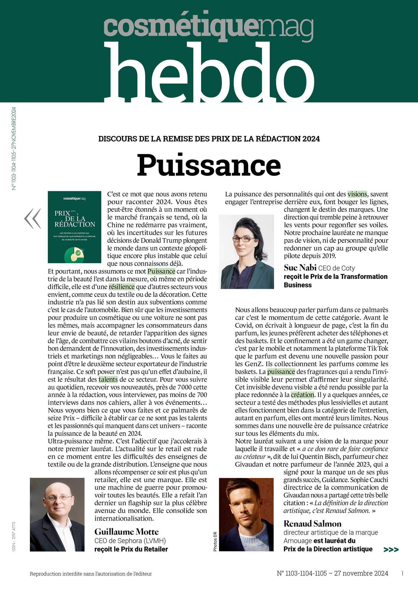 L'hebdo de Cosmétiquemag 1103/1104/1105 - 27/11/2024